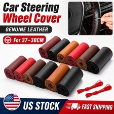 Genuine Leather Car Steering Wheel Cover Wrap Anti-slip Diy Sewing For 15 38cm Genuine Leather Car Steering Wheel Cover Wrap Anti-slip Diy Sewing For 15 38cm