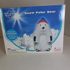 Snow Zone Snow Polar Bear Inflatable Snow Tube Sled 40" Kids Ages 6+ New Boxed