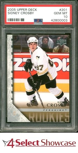 2005 UPPER DECK #201 SIDNEY CROSBY RC YOUNG GUNS PENGUINS PSA 10