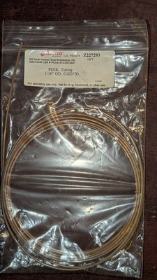 New Pack of 10' Supelco Z227293 PEEK Tubing 1/16''OD x 0.020''ID