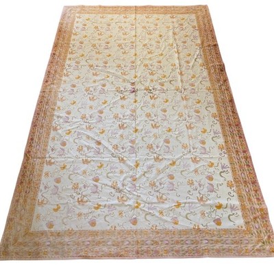 Couleur Nature Bruno Lamy Floral Cotton Tablecloth 72x59 Pink Yellow 2460