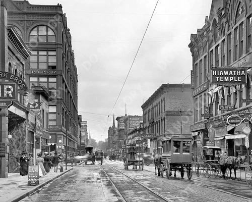 1908 St Paul Minnesota Downtown Street Scene 8x10 Classic Vintage Photo