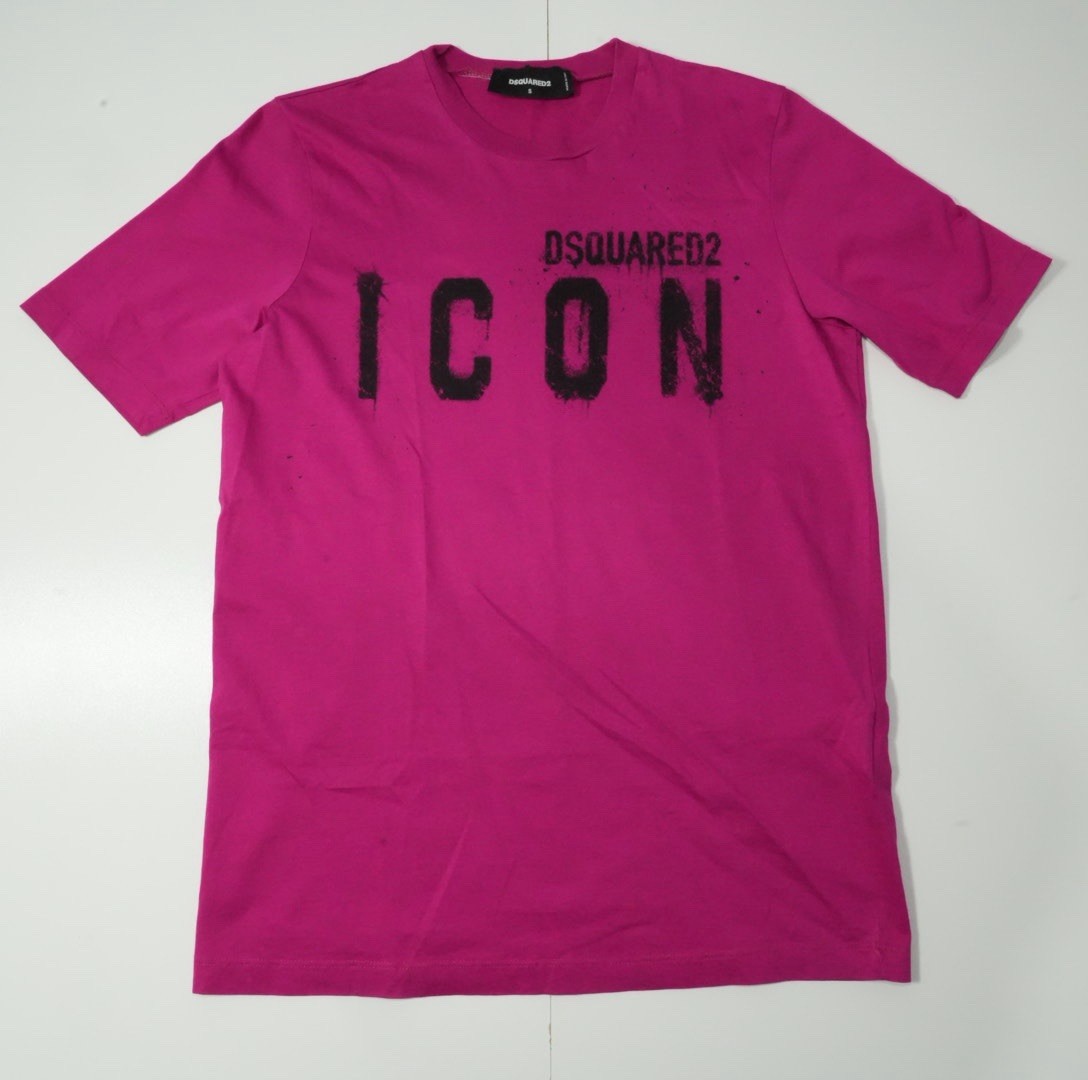 DSQUARED2 ICON Women’s Pink T-Shirt Size S Made In Italy Crew Neck