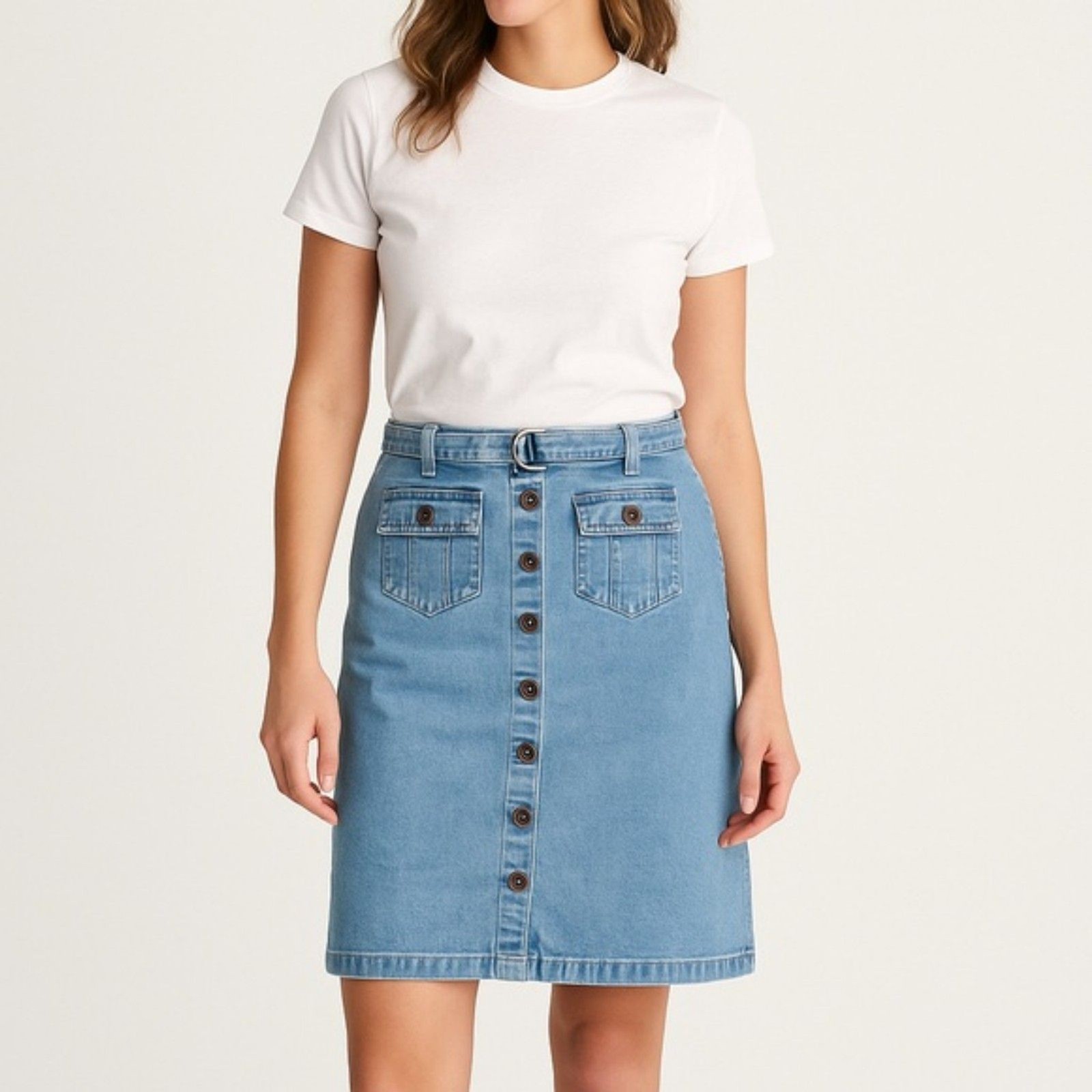 Vintage Basic Editions Light Wash Button Front Be… - image 9