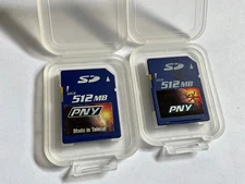 Lot 2pcs 512mb PNY SD MEMORY CARD for older devices,PDA,PALM cameras