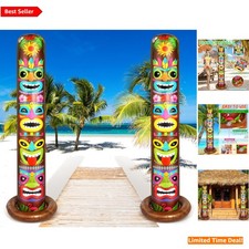 Set of 2 6 ft Hawaiian Tiki Figures - Perfect Inflatable Decor for Summer Fun