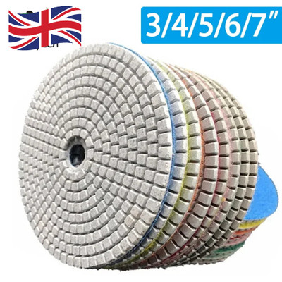 Diamant Polierpads trocken nass Schleifscheibe Granit Marmorfliese 3-7 Zoll UK