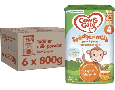 Cow & Gate 4 Toddler Baby Milk Powder Formula, 2-3 Years, 800 g (Pack of 6)