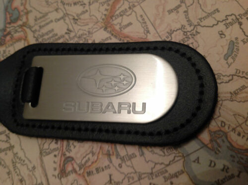 Subaru Key Ring Blind Etched On Leather Impreza Legacy Xv Forester Outback STI - Picture 2 of 3
