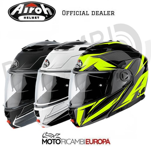Motorcycle Helmet Airoh Modular Phantoms 2018 Evolve Yellow Spirit Black  White | eBay