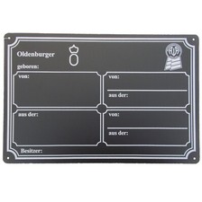 Stallabstammungstafel Metall Brandzeichen, Stallschild, Boxenschild mit Brand