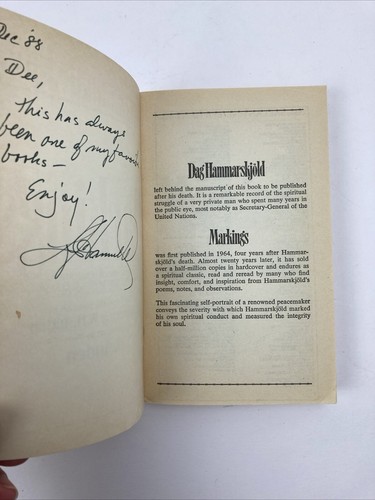 MARKINGS, Dag Hammarskjold, Paperback - Signed / Autographed - Imagen 6 de 8