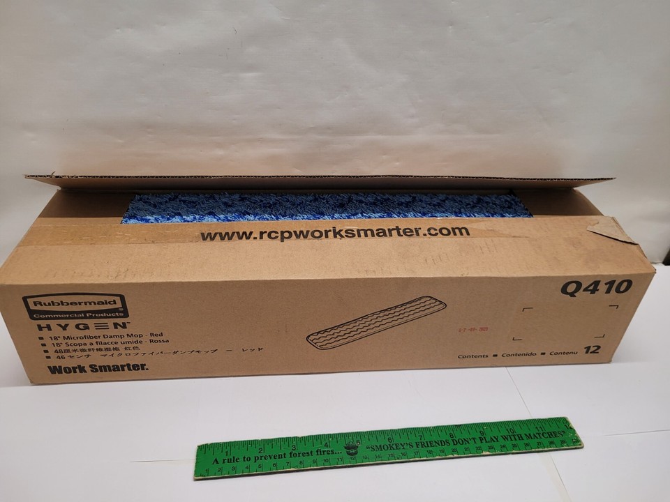 Full Box Rubbermaid Commercial Q410 Hygen 18" Microfiber Mop Pad Blue