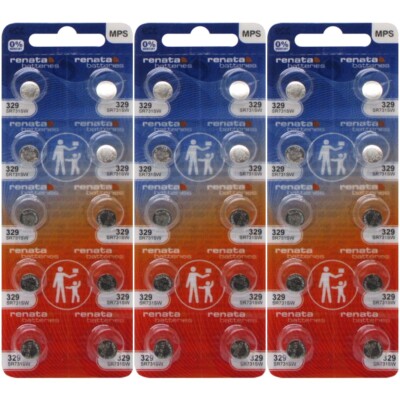 30 Renata 329 SR731SW Silver Oxide 1.55v 0% MERCURY Batteries