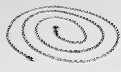 14kt MASSIVES WEISSGOLD SEIL Anhänger Gliederkette/Halskette 24'' 2 mm 5 Gramm