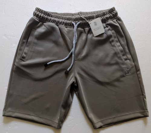 BRUNELLO CUCINELLI MENS OLIVE SWEAT SHORTS SIZE L