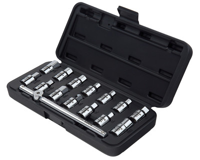 Sunex 15pc 3/8'' drive Specialty Drain Plug Socket Key Set w/ T-Handle #8846