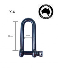 4x 8mm Marine Grade Stainless Steel LONG D Shackle Boat Marine Shade Sail DIY