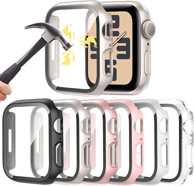6 Pack Case for Apple Watch SE 2nd Gen Series 6/5/4/SE 40mm with Tempered Glass 