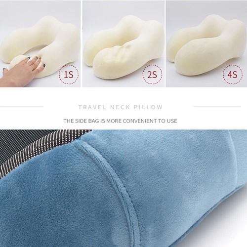 Memory Foam Neck Pillow U-shaped Travel Neck Support Cushion for Sleeping Plane - Picture 3 of 10