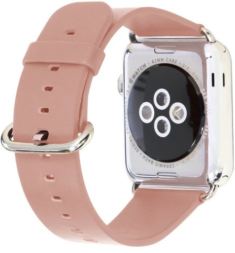 NEUF bracelet de montre Trident en cuir véritable ROSE CLAIR pour Apple Watch 38 mm - Photo 2 sur 3