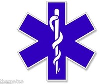 4" STAR OF LIFE EMT BLUE CADUCEUS TOOLBOX BUMPER HELMET USA MADE STICKER DECAL