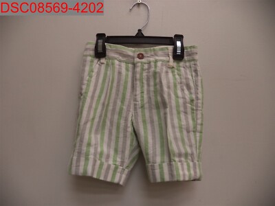 NWT - Boboli Boys White Green Grey Stripe Short, Size 3 843448494909098