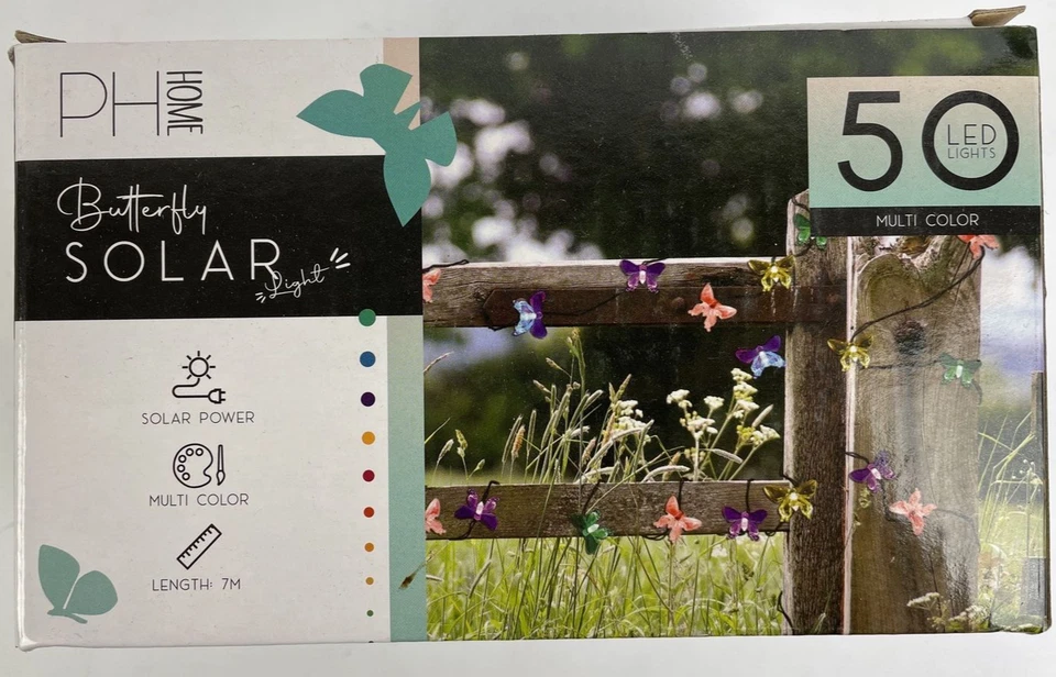 NUEVO LED Solar Hada Cadena Luces Mariposa Impermeable Exterior Jardín Multicolor Foto 3 de 4