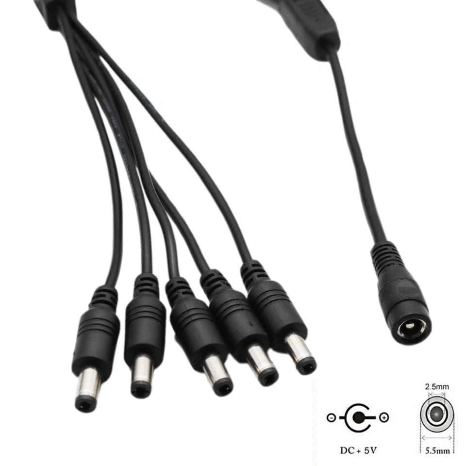 CCTV DC Power Plug 1 Female To 5 Male Plug Cable Splitter 5.5mm x 2.5mm Adapter - Image 4 of 4