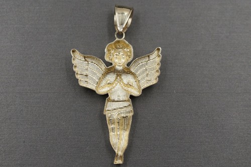 10K Solid Yellow Gold Diamond Cut Praying Angel Charm Pendant. 6 Sizes - Picture 38 of 48