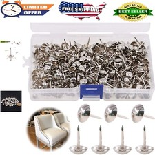 300Pcs Antique Silver Upholstery Tacks - 7/16" 11/16" Furniture Nails Kit