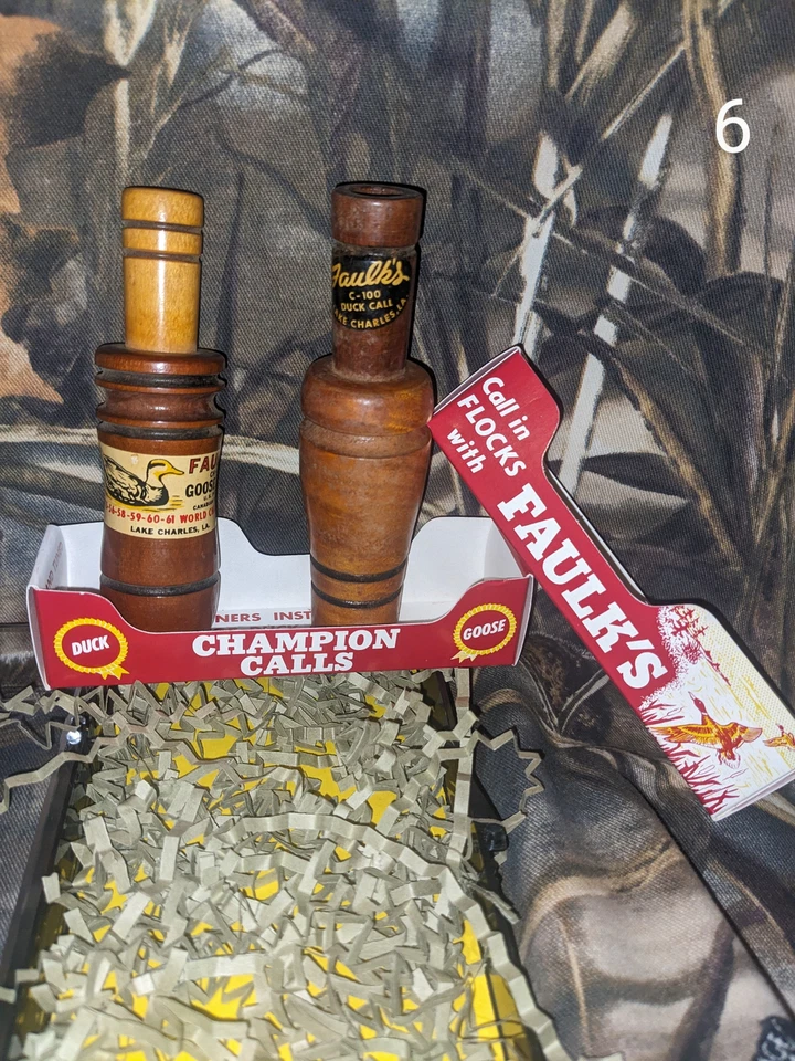 Faulk's Game Call - Vintage Call Set #6 CH-44, C-100, Original Red Call Boxes - Image 2 of 2