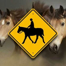Horse Riding Sign - Equestrian Crossing - Farm Safety Plaque - Ranch Decor 