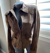 Sportmax Vintage Suede Genuine Leather Zip Jacket Size 10