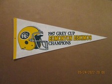 CFL Edmonton Eskimos Vintage 1987 Gey Cup Champions Logo Football Pennant