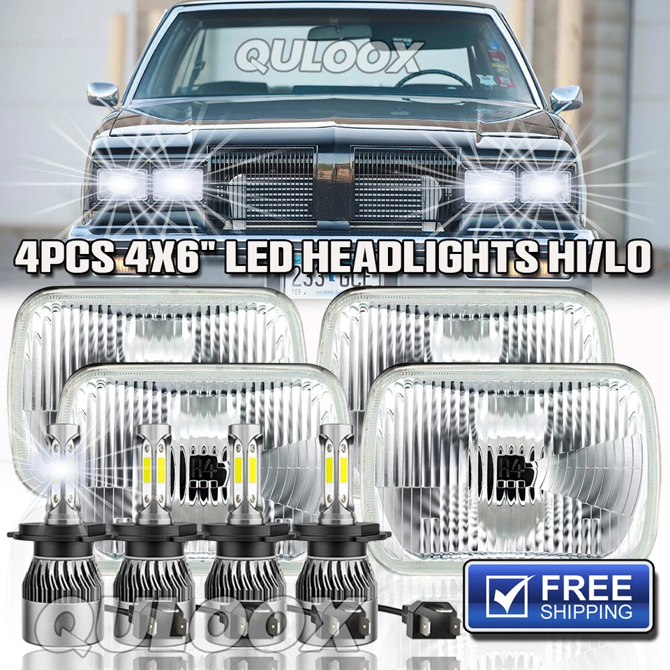 4PC 4x6" Inch LED Headlight For Chevrolet V10 V20 V30 R10 R20 Suburban 1987 1988 Foto 2 de 4