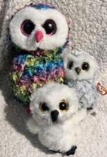 Lot Of 3 Ty Beanie Boos Owls Bundle 6" Owlette 9 Owen 5 Austin