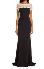 Tadashi Shoji Lace Yoke Crepe Gown- Size Medium