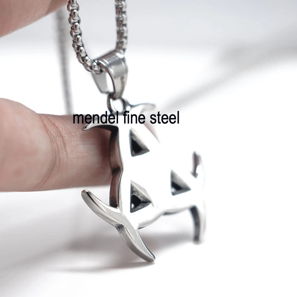 MENDEL Mens Viking Odin Pagan Triple Horn Pendant Necklace Men Stainless Steel - Image 3 of 4