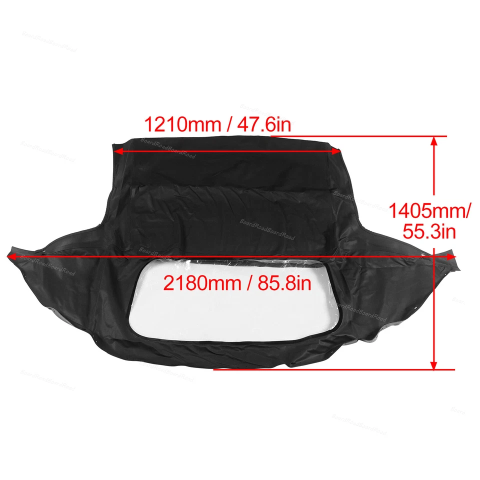 Fits Mazda Miata 1990-2005 Black Convertible Soft Top w/ Plastic Window - Image 2 of 4