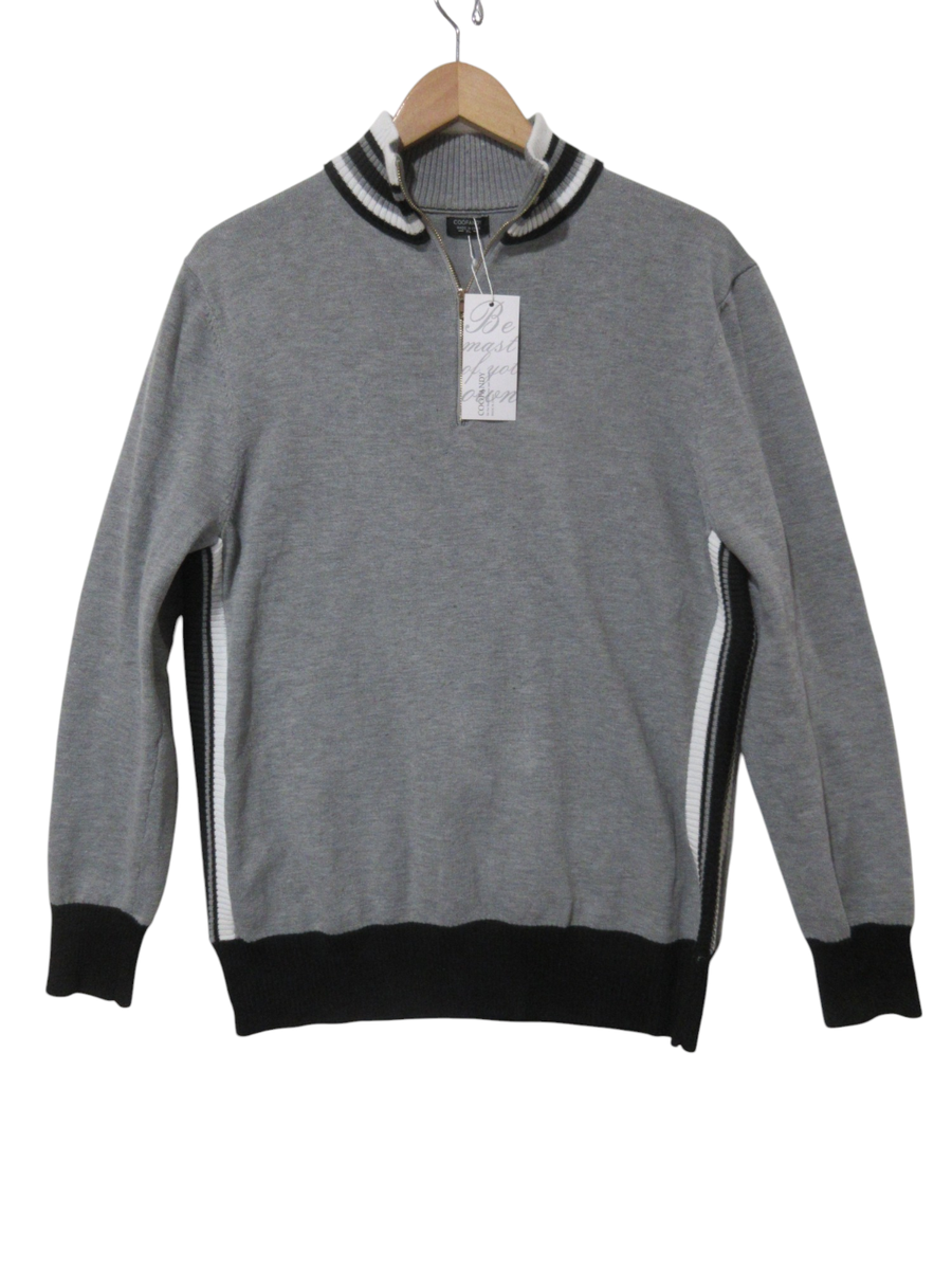 NWT Sz XL Coofandy Sweater Gray Mens SLIM FIT 1/4 Zip Mock Neck