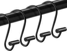 Shower Curtain Hooks Rings,Set of 24 Rustproof Metal for Black