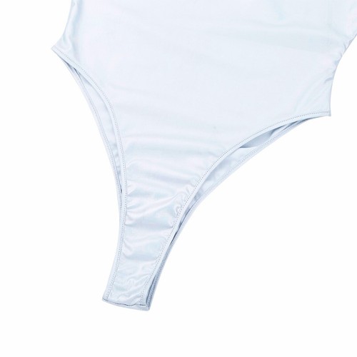 Traje de baño tanga de cuero sintético holográfico brillante metálico de corte alto para mujer - Imagen 20 de 96