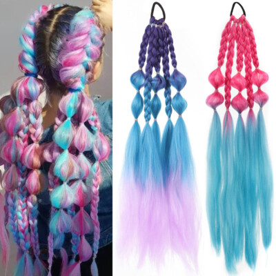 Blue & Purple Bubble Braids Hairpiece Amazon.com : Blue Purple Braiding Hair Extension for Braids  main image 3