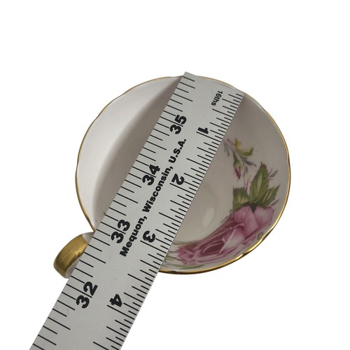 Aynsley Cabbage Rose Tea Cup & Saucer Fleur De Lis Burgundy Red Gold Gilt Trim - Picture 11 of 13
