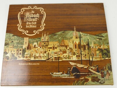 Asbach Uralt Holz Werbeschild Rüdesheim am Rhein Motiv 37x46cm NK-114