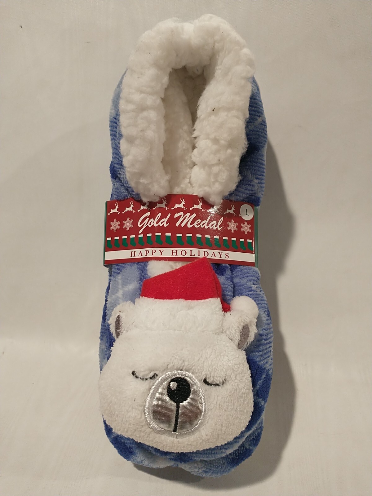 PANTOFOLA D’ORO Pantofole Medaglia Oro Donna Felici Vacanze Taglia Large (8 9) Plaid Nuove