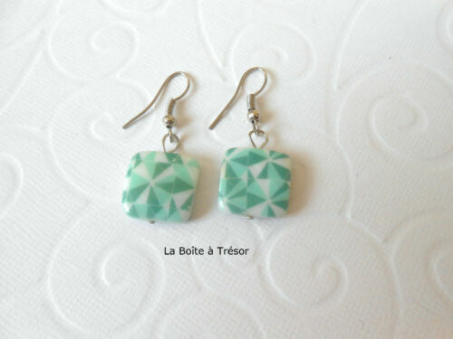 Boucles D'oreilles Clip Vintage Bouton Vert Nacré - Ancien Bijou, Bon état, Style Rétro