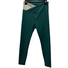 Wilo The Label Womens High-Waisted Green Leggings With Contrast Waistband Size L