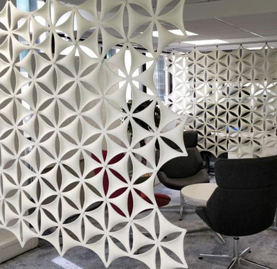White 3D Flower Venus 14''X12'' Hanging Room Divider Panel Felt Fiber Surface High